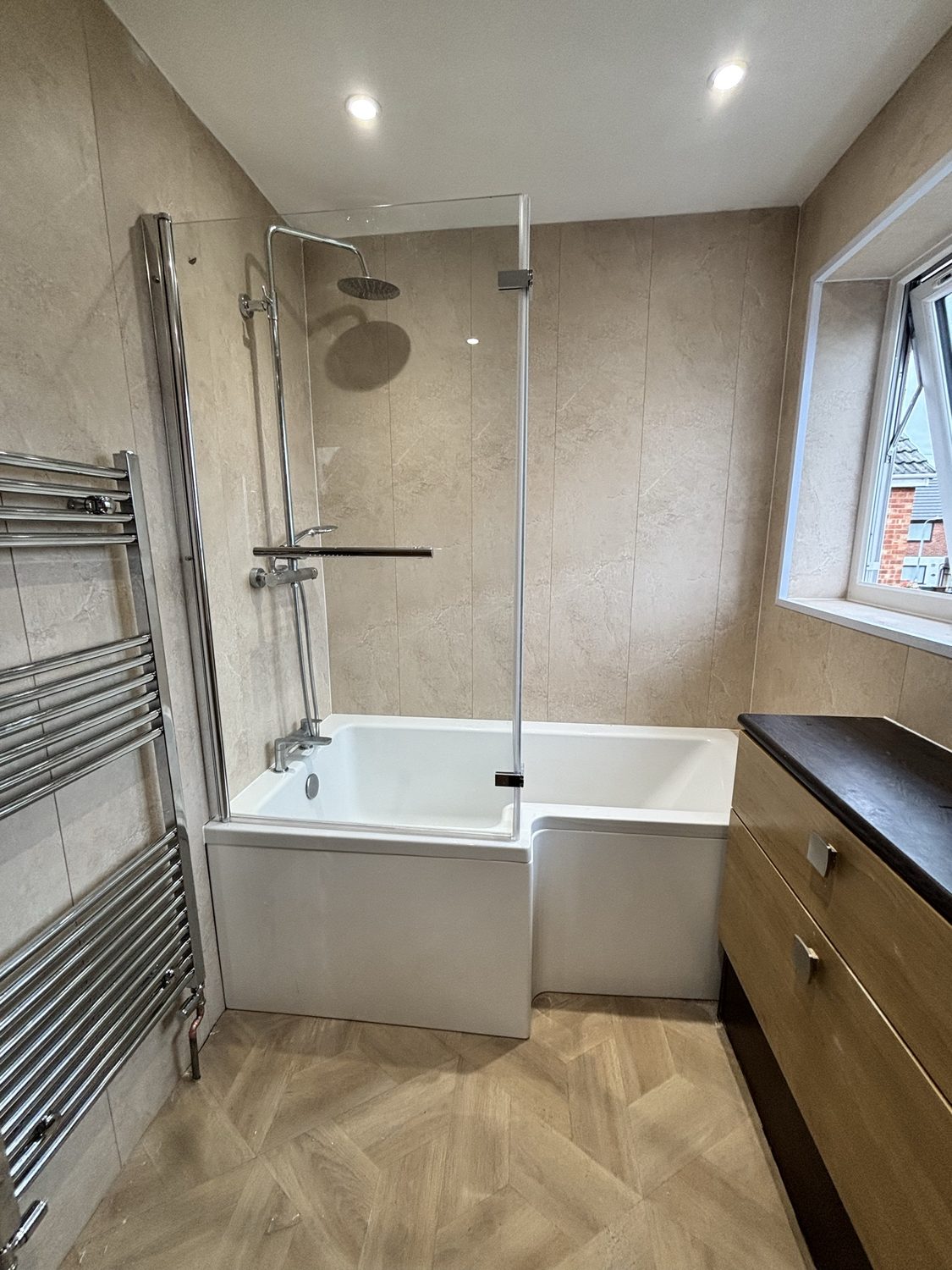 Bathroom with freestanding bath